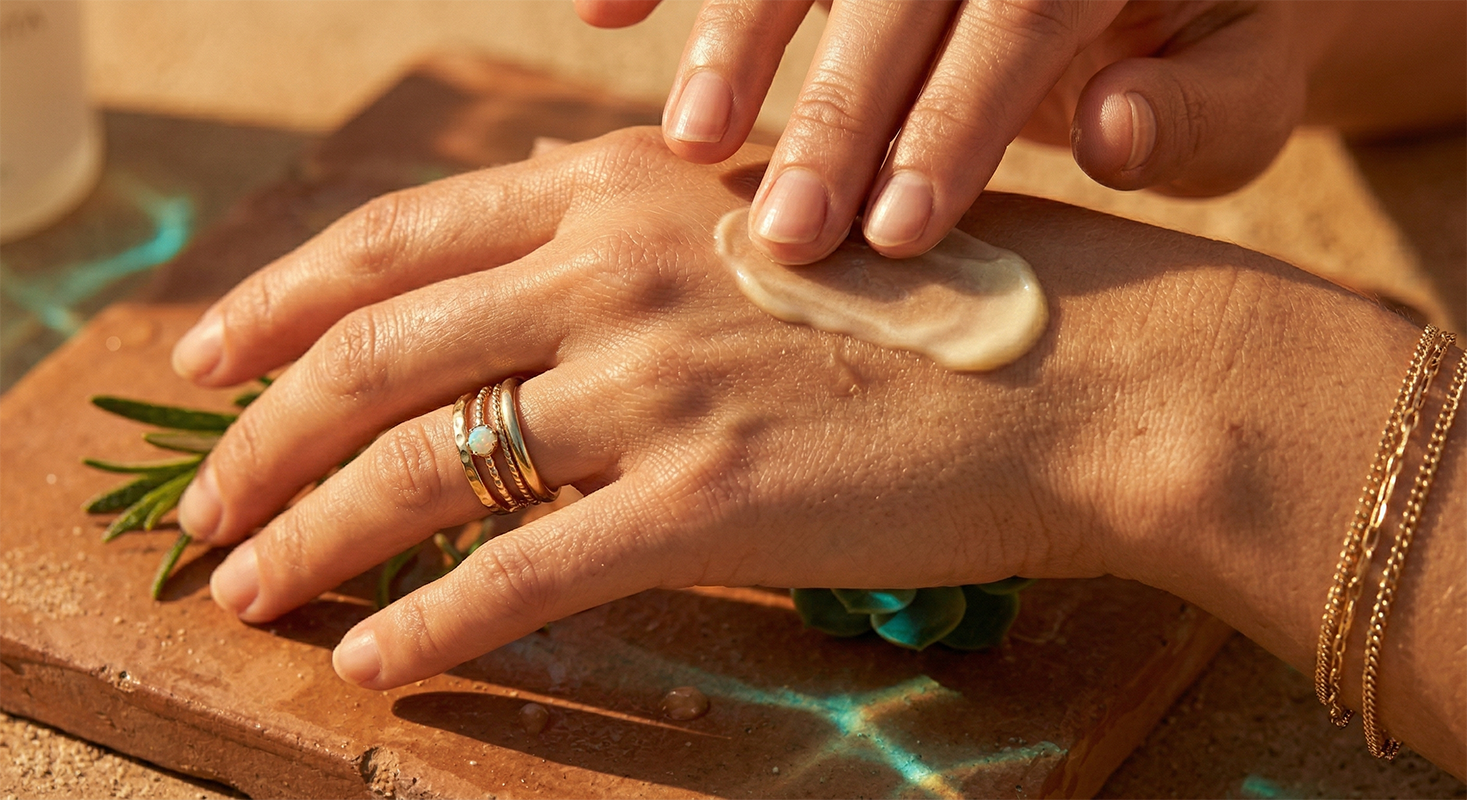 Hand applying lotion — Live Luminous